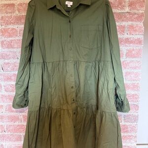 Crown & Ivy Army Green Tiered Dress